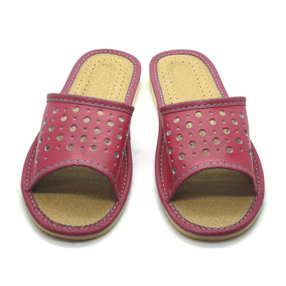 Women's Faux Leather Slippers Shoes, Open Toe Comfortable Slip-On Sandals Mules for Ladies (Pink, Size UK 4)