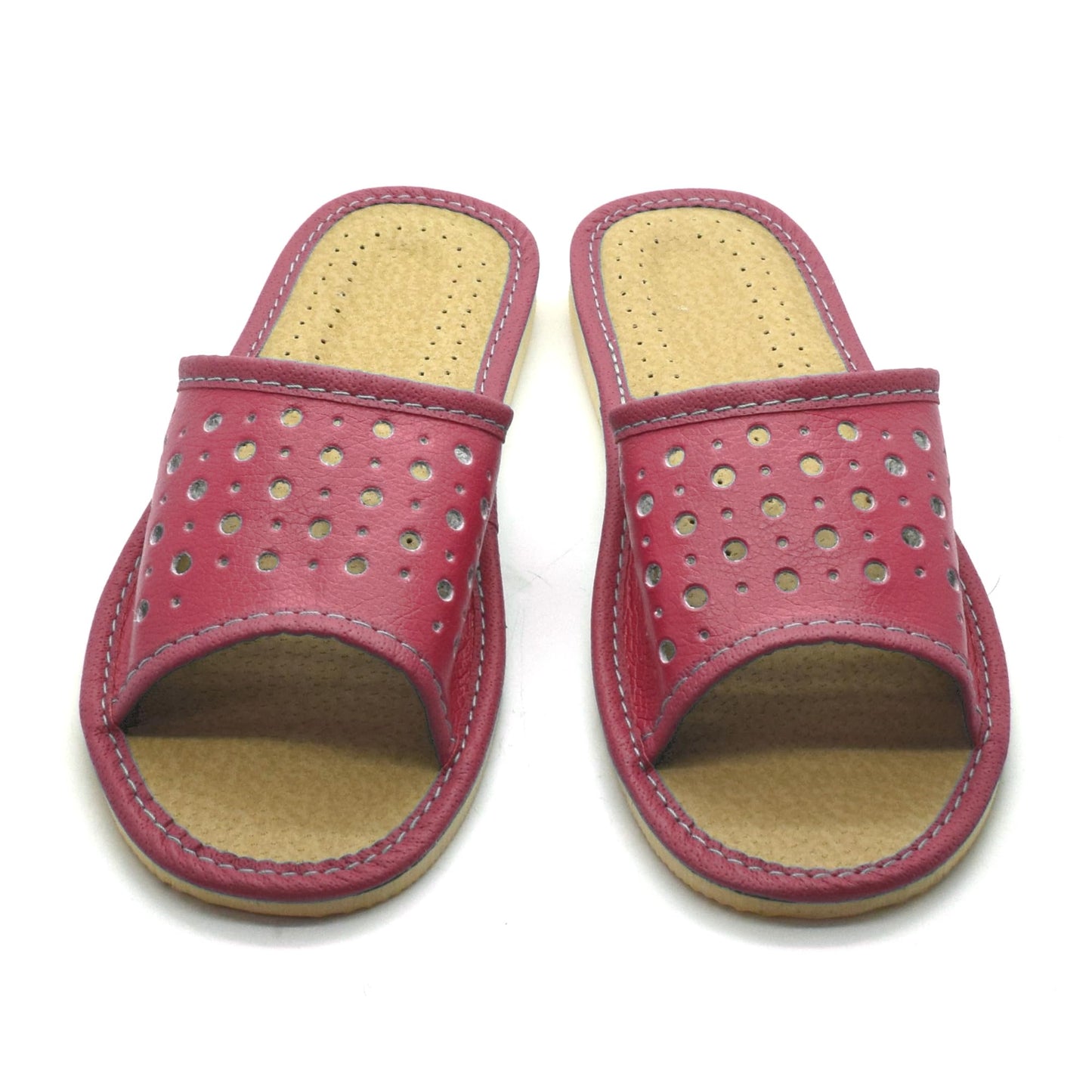Women's Faux Leather Slippers Shoes, Open Toe Comfortable Slip-On Sandals Mules for Ladies (Pink, Size UK 7)