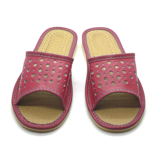 Women's Faux Leather Slippers Shoes, Open Toe Comfortable Slip-On Sandals Mules for Ladies (Pink, Size UK 7)