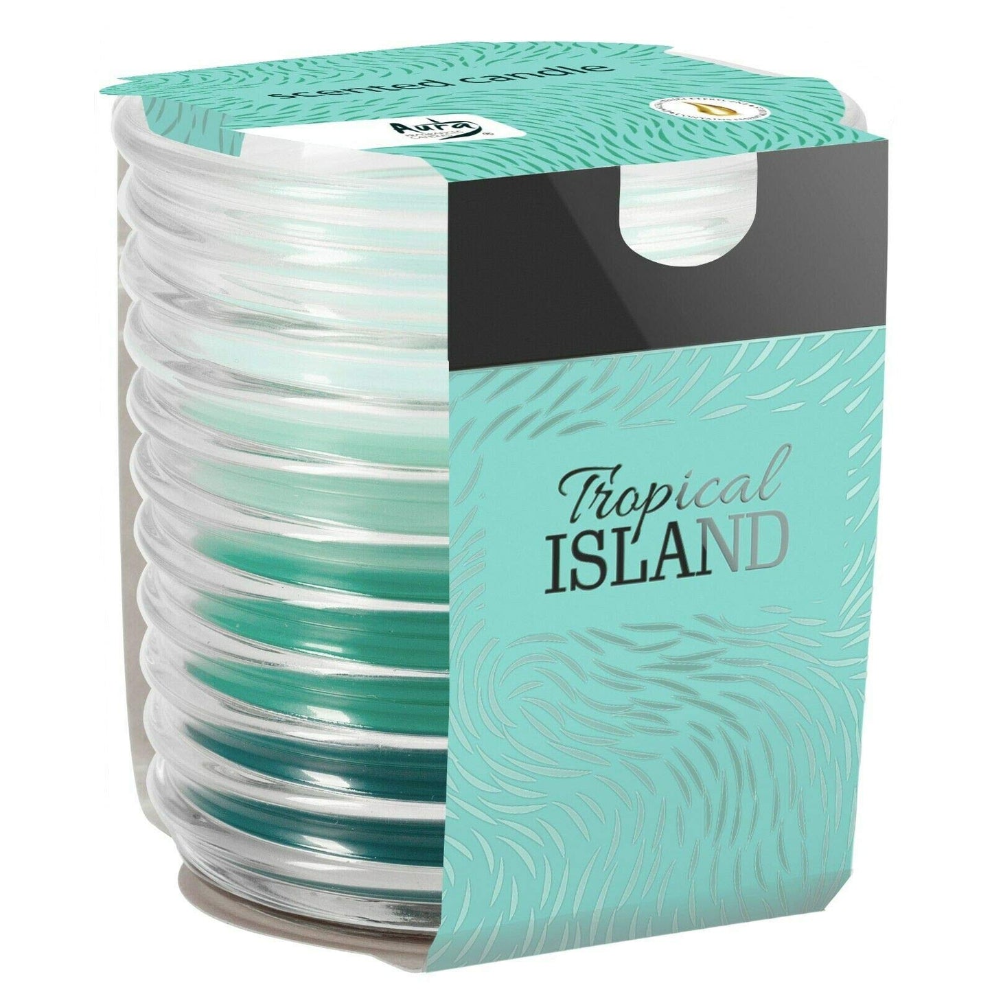 Tropical Island Scented Candle In Ribbed Glass Jar Assorted Fragrance Home Decor Xmas Gift Pack