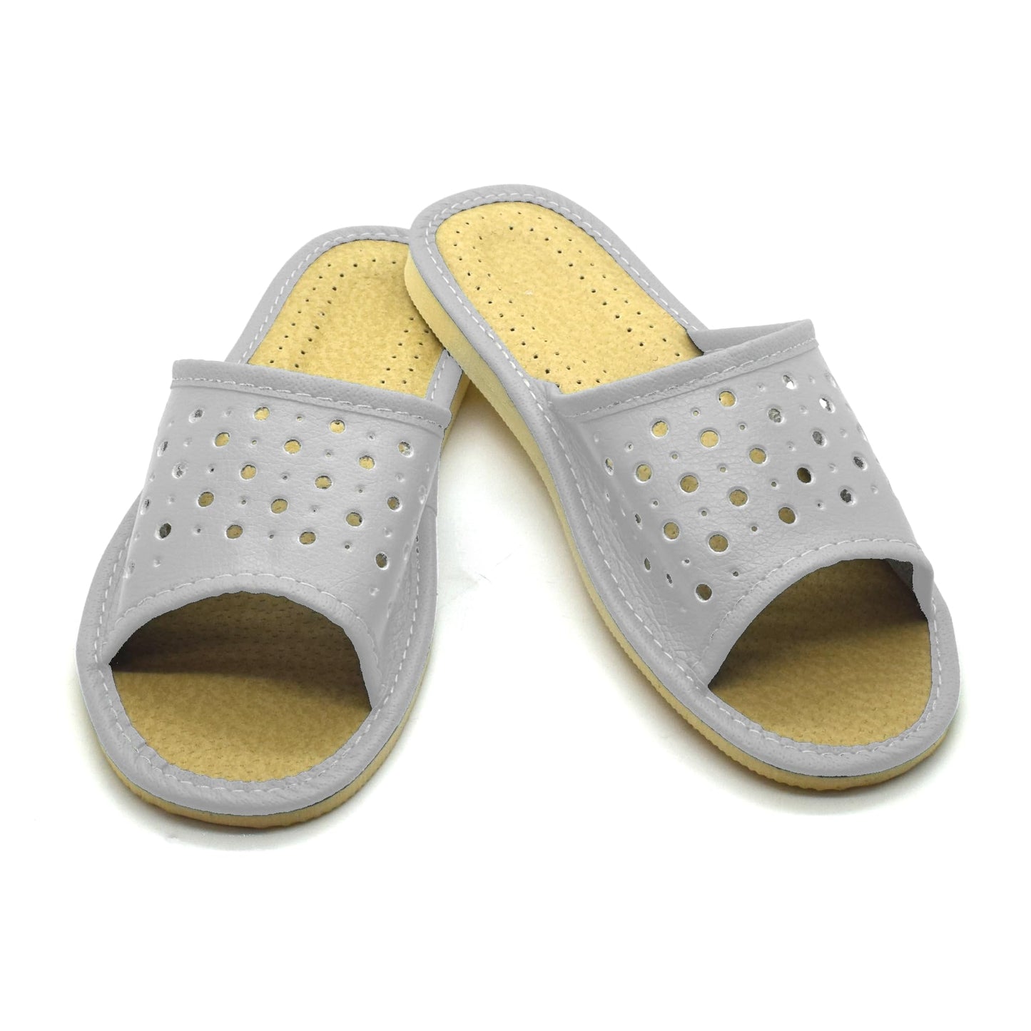 Women's Faux Leather Slippers Shoes, Open Toe Comfortable Slip-On Sandals Mules for Ladies (White, Size UK 5)
