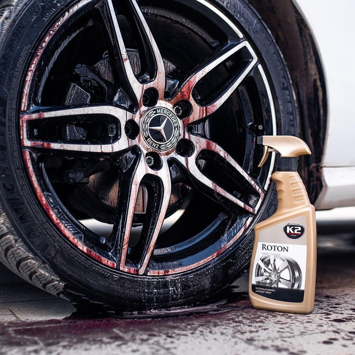 K2 Roton 700ml Wheel Cleaner, Brake Dust and Road Grime Remover for Steel, Alloy, Chrome, Painted Wheels - Colour-Changing Formula