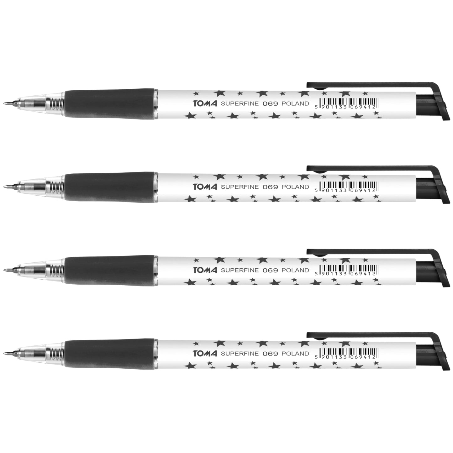 Ballpoint Pens, Retractable Smudge Free Pens, Extra Fine Point 0.5 mm, Ideal for School, Office, Everyday Use (Black, 4 Pens)