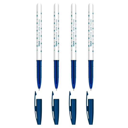 Ballpoint Pens, Smudge Free Ballpoint Pens, Extra Fine Point 0.5 mm, Ideal for School, Office, Everyday Use (Blue, 4 Pens)