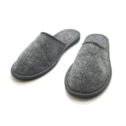 Women's Grey Felt Slippers Comfort House Slip On Shoes (Size 3 UK)