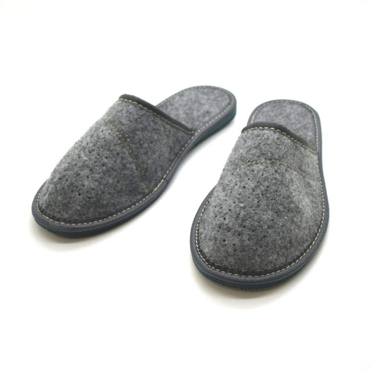 Women's Grey Felt Slippers Comfort House Slip On Shoes (Size 3 UK)