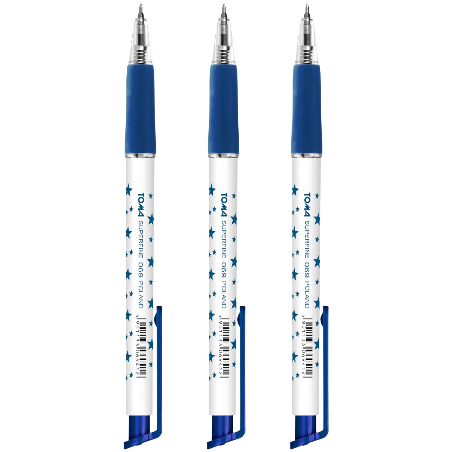 Ballpoint Pens, Retractable Smudge Free Pens, Extra Fine Point 0.5 mm, Ideal for School, Office, Everyday Use (Blue, 3 Pens)