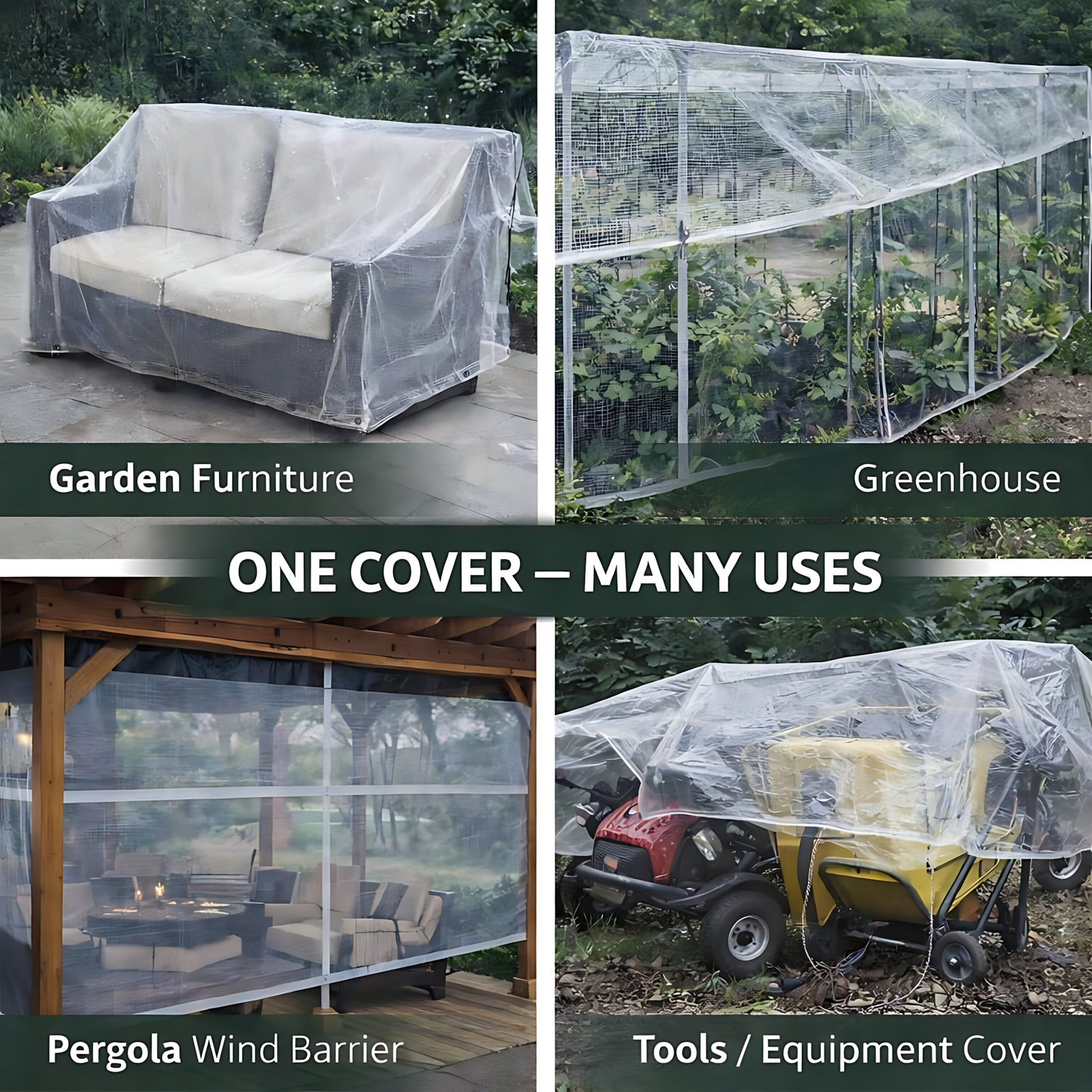 Clear Mesh Tarpaulin 1.5 x 2 m 100 GSM Waterproof Transparent UV Resistant Poly Mesh Cover, Aluminium Eyelets, 10m Bungee