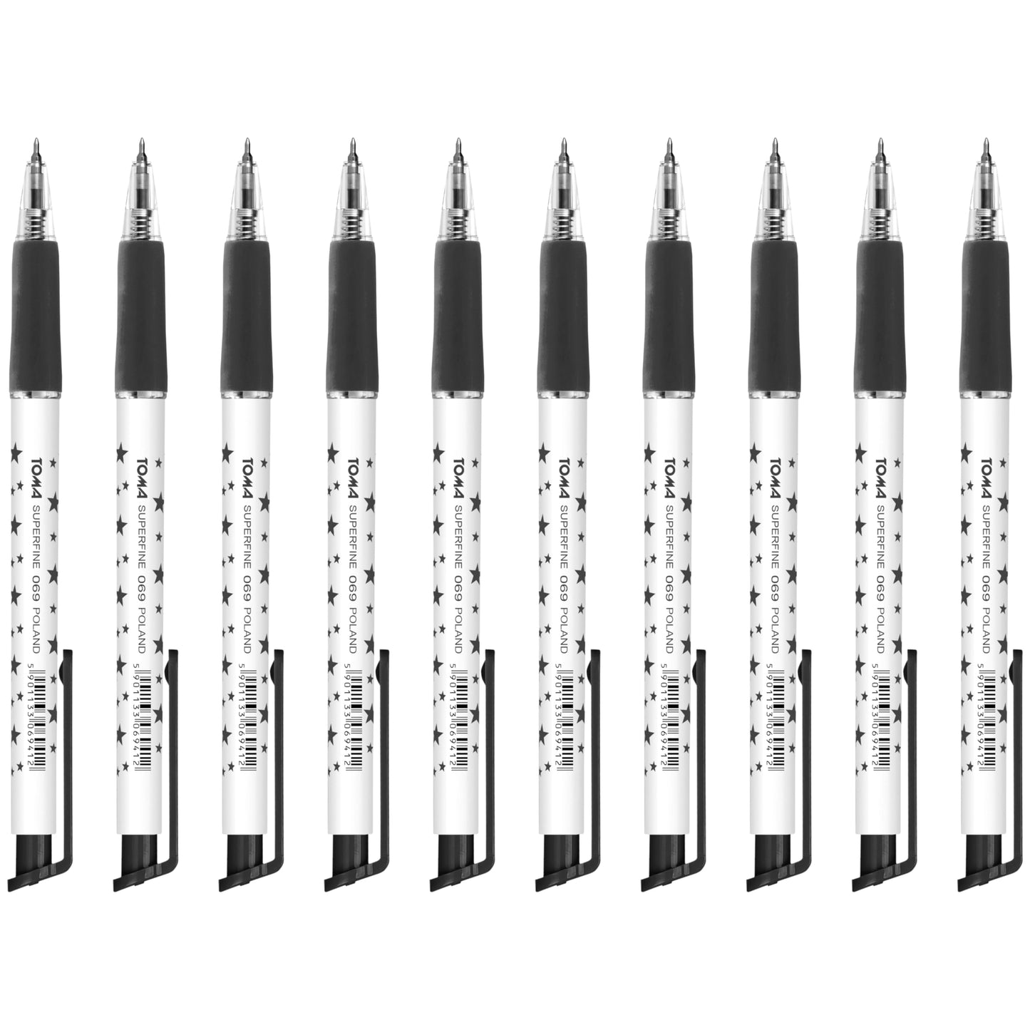 Ballpoint Pens, Retractable Smudge Free Pens, Extra Fine Point 0.5 mm, Ideal for School, Office, Everyday Use (Black, 10 Pens)