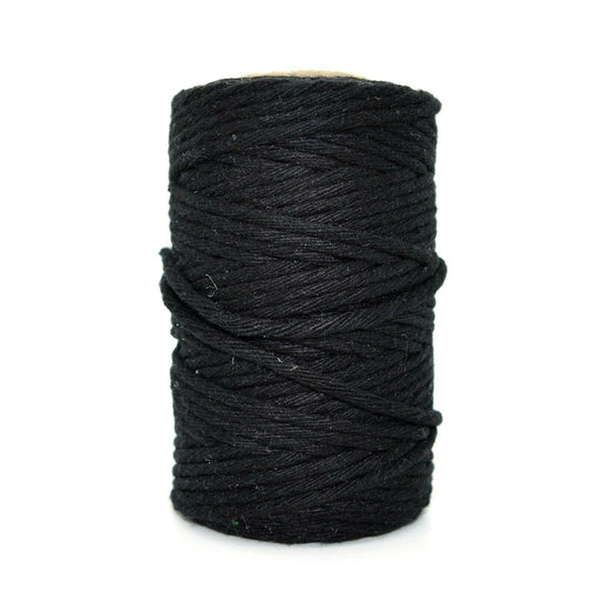 Premium Black Macrame Cord Twine, 50 m / 164 ft of 3 mm Thick Natural Cotton Thread Yarn Macrame Rope (Reel)