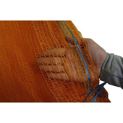 100 x Net Sacks 35 x 50 cm / 13.5 x 19.5" Max Load 10 Kg Non-Stretch with Drawstring, Raschel Bags, Mesh Sacks (Orange)