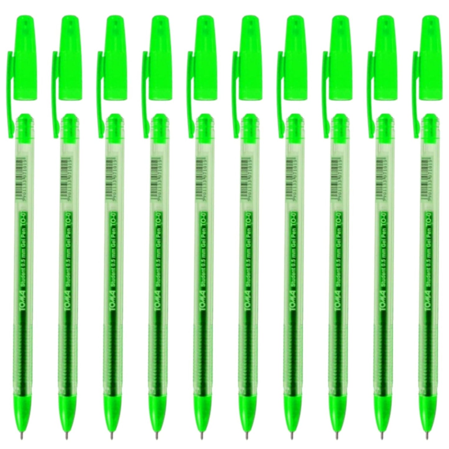 Ballpoint Pens, Gel Ink Ballpoint Pens, Smudge Free, Extra Fine Point 0.5 mm, Ideal for School, Office (Green, 10 Pens)