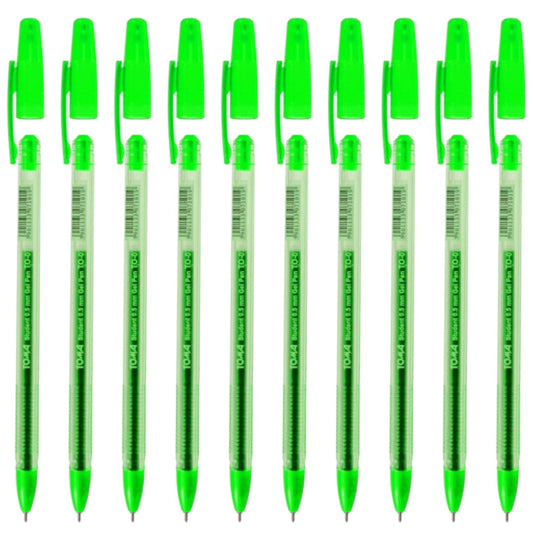Ballpoint Pens, Gel Ink Ballpoint Pens, Smudge Free, Extra Fine Point 0.5 mm, Ideal for School, Office (Green, 10 Pens)