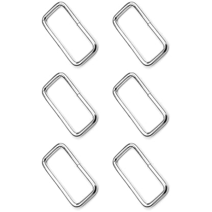 6 Pcs Buckles Set for 25 mm / 1" Webbing Strap, 6 x Rectangular Loops, Metal, Silver, Bag Making, Accessories, Straps, DIY, Crafts