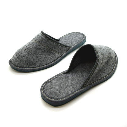 Women's Grey Felt Slippers Comfort House Slip On Shoes (Size 5 UK)