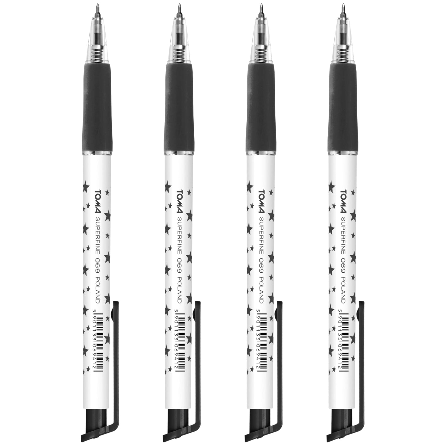 Ballpoint Pens, Retractable Smudge Free Pens, Extra Fine Point 0.5 mm, Ideal for School, Office, Everyday Use (Black, 4 Pens)