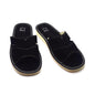 Men's Natural Suede Leather Slippers Shoes, Open Toe Comfortable Slip-On Sandals Mules for Gents (Black, Size: 9.5 UK / 44 EU)