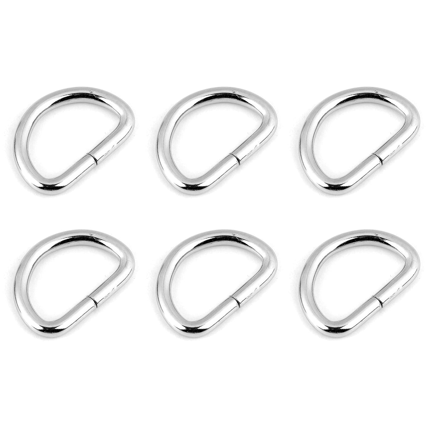 6 Pcs Buckles Set for 40 mm / 1.57" Webbing Strap, 6 x D Rings, Metal, Silver, Bag Making, Accessories, Straps, DIY, Crafts