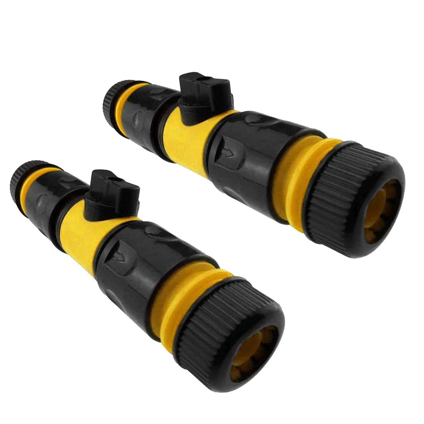 In-Line Shut-Off Valve for Join Garden Hose Pipe Tube, Double Male Connector Valve Extender & Hose Connectors (Yellow, Pack of 2)