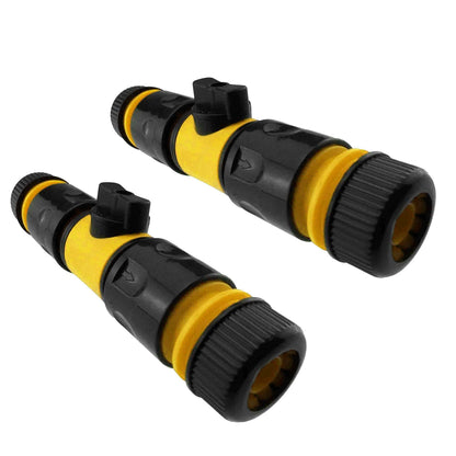 In-Line Shut-Off Valve for Join Garden Hose Pipe Tube, Double Male Connector Valve Extender & Hose Connectors (Yellow, Pack of 2)