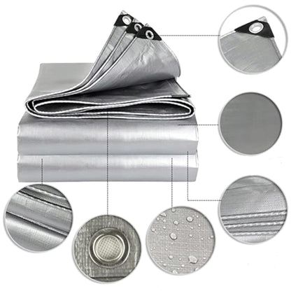 4 x 4 m Tarpaulin Cover Heavy-Duty 260GSM Extra Thick, Waterproof, Frost-Resistant + 4 Tarp Clips + 10m / 30ft Bungee Cord