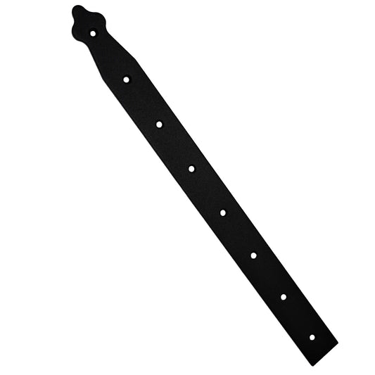 Pack of 1 x 400 mm Dummy Hinge Head, Black Steel, Vintage False Strap Hinge, Weather Resistant, Rust Proof Powder Coating