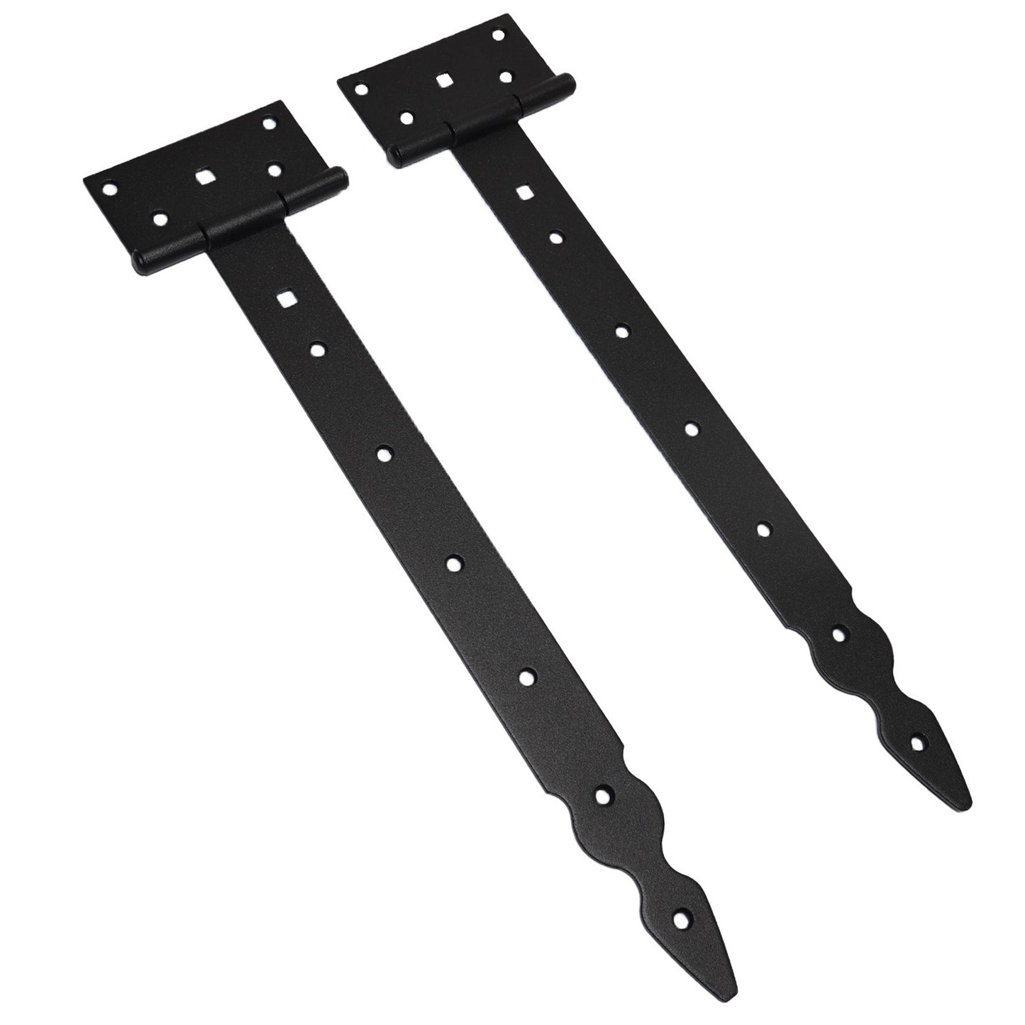 Pack of 2 x 350 mm T-Hinge Black, Steel Tee Hinges, Weather Resistant, Rust Proof Powder Coating, T Strap Hingess