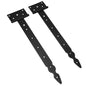 Pack of 2 x 350 mm T-Hinge Black, Steel Tee Hinges, Weather Resistant, Rust Proof Powder Coating, T Strap Hingess
