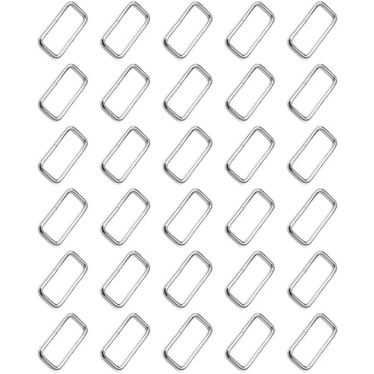 30 Pcs Buckles Set for 25 mm / 1" Webbing Strap, 30 x Rectangular Loops, Metal, Silver, Bag Making, Accessories, Straps, DIY
