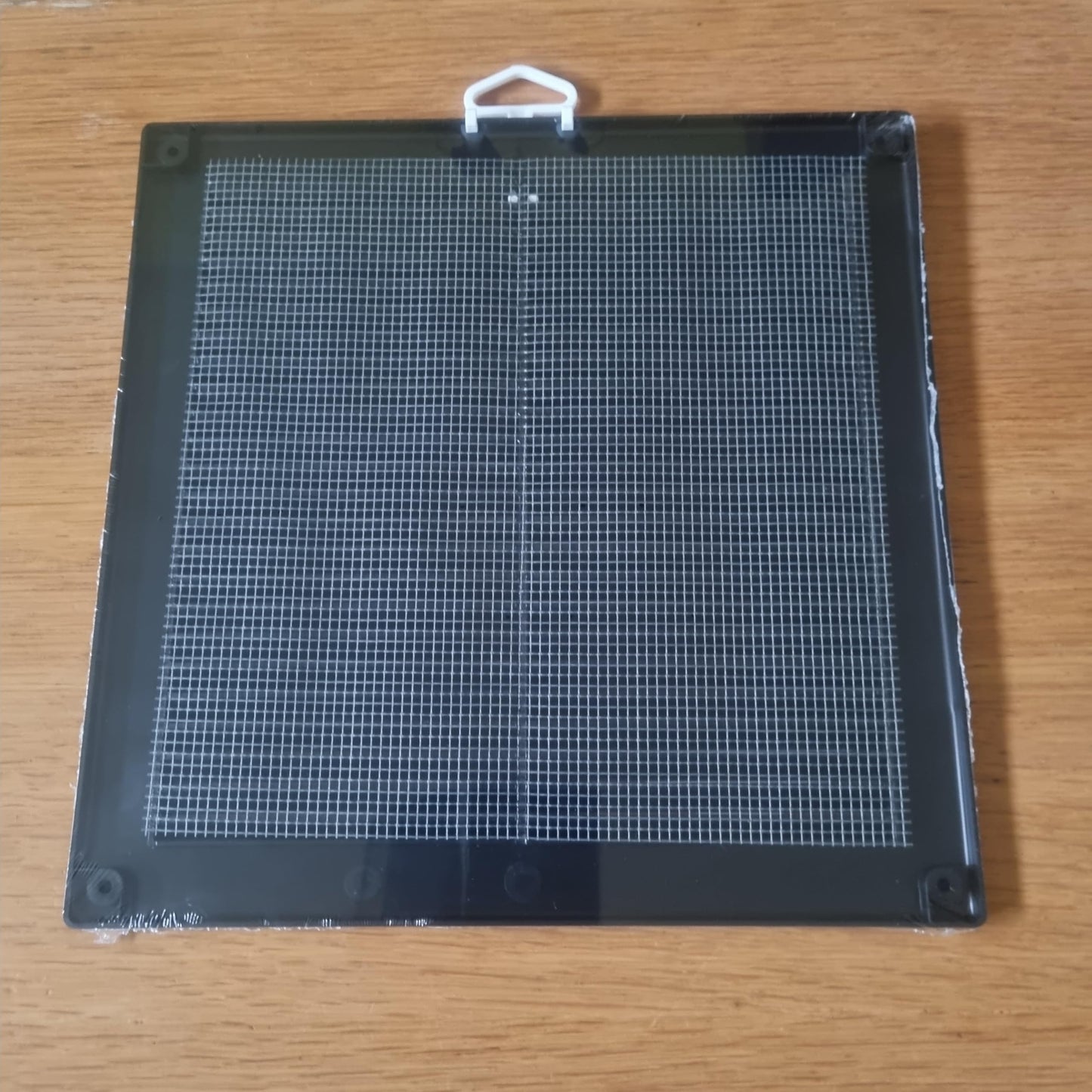 Black Louvred Wall Vent Grille with Flyscreen and Screw Covers, 250 x 250 mm, Air Ventilation Duct Cover with Flat Back