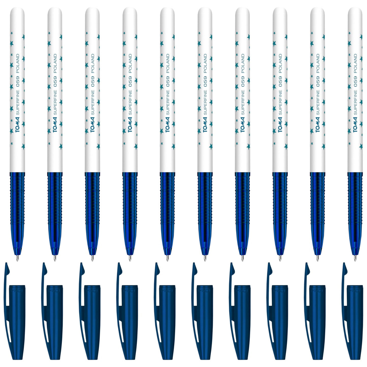 Ballpoint Pens, Smudge Free Ballpoint Pens, Extra Fine Point 0.5 mm, Ideal for School, Office, Everyday Use (Blue, 10 Pens)