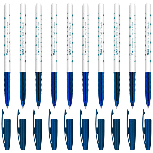 Ballpoint Pens, Smudge Free Ballpoint Pens, Extra Fine Point 0.5 mm, Ideal for School, Office, Everyday Use (Blue, 10 Pens)
