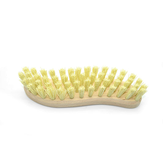 2 x Large Traditional Floor Scrubbing Brushes Hard Bristle Beech Wooden Handle Yellow Bristle
