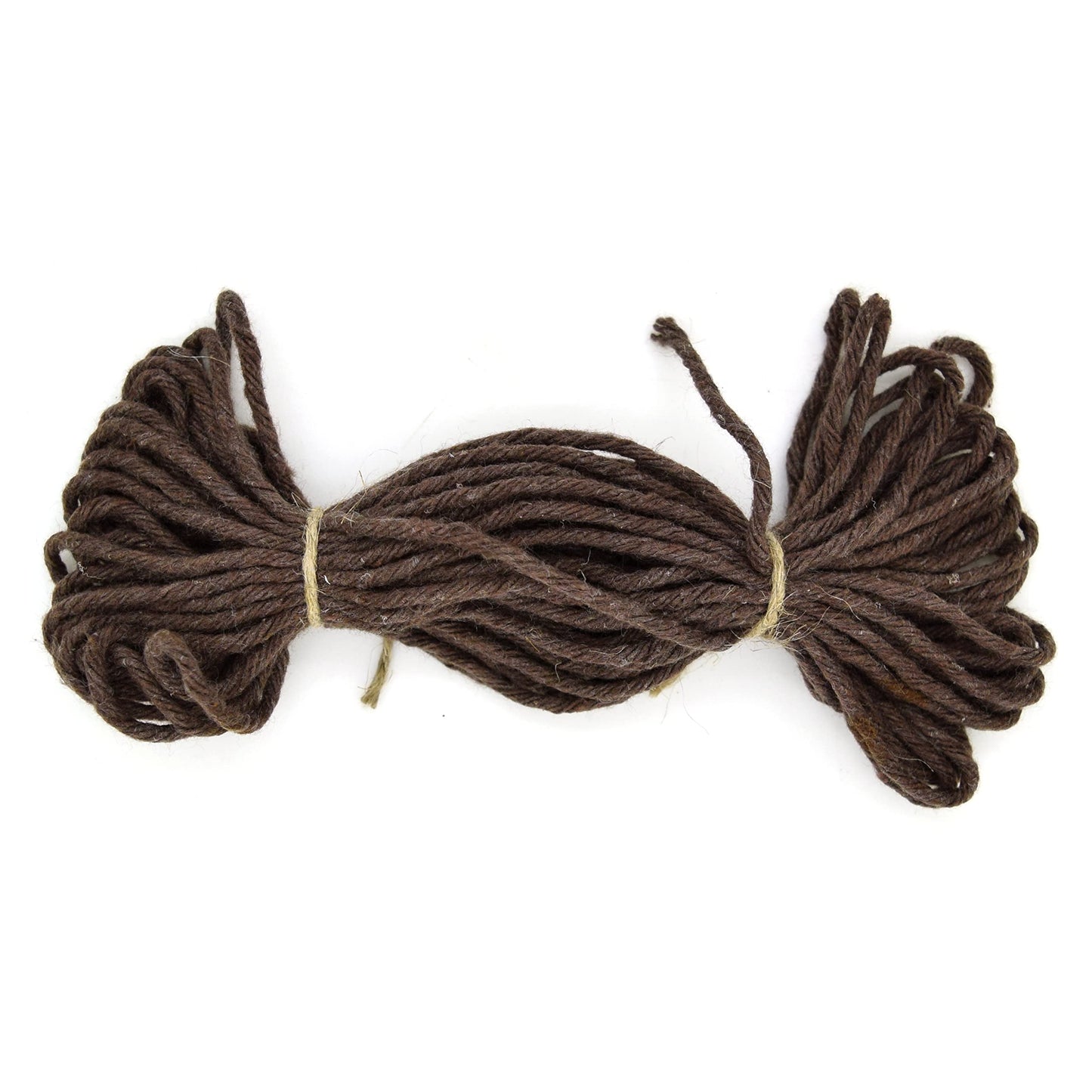 Premium Dark Brown Macrame Cord Twine, 10 m / 32 ft of 2 mm Thick Natural Cotton Thread Yarn Macrame Rope for DIY Crafts (Hank)