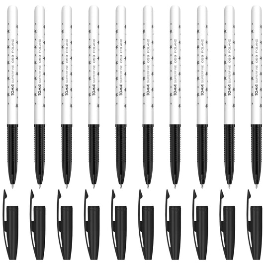 Ballpoint Pens, Smudge Free Ballpoint Pens, Extra Fine Point 0.5 mm, Ideal for School, Office, Everyday Use (Black, 10 Pens)