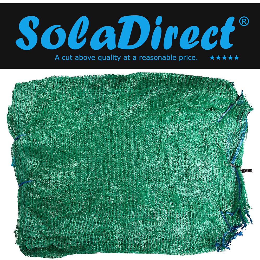100 x Net Sacks 42 x 60 cm / 16.5 x 23.5" Max Load 15 Kg Non-Stretch with Drawstring, Raschel Bags, Mesh Sacks (Green)