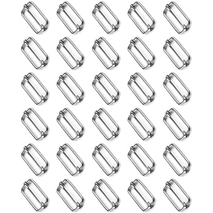 30 Pcs Buckles Set for 40 mm / 1.57" Webbing Strap, 30 x Triglide Sliders, Metal, Silver, Bag Making, Accessories, Straps, DIY
