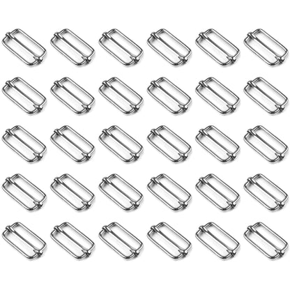 30 Pcs Buckles Set for 40 mm / 1.57" Webbing Strap, 30 x Triglide Sliders, Metal, Silver, Bag Making, Accessories, Straps, DIY