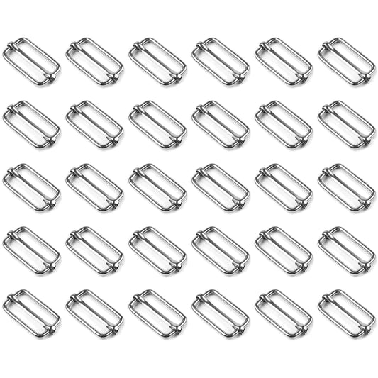 30 Pcs Buckles Set for 40 mm / 1.57" Webbing Strap, 30 x Triglide Sliders, Metal, Silver, Bag Making, Accessories, Straps, DIY