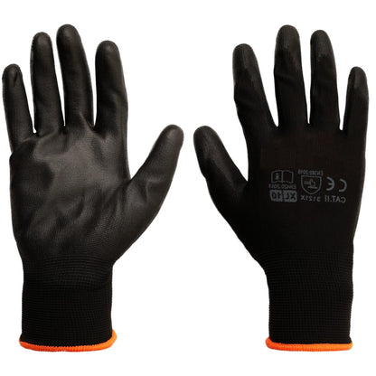240 Pairs of Work Gloves, Heavy-Duty PU Coated Protective Gloves, Secure & Anti-Slip Grip, Wear Resistant (Black, X Large)