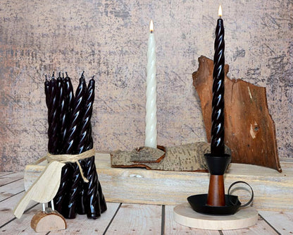 Tapered Dinner Candles, Table Spiral Candles, Pack of 10, Decorative Household Candles, Up to 7 Hours, 23 cm / 9" (Red)