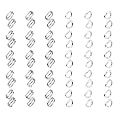 60 Pcs Buckles Set for 25 mm / 1" Webbing Strap, 30 x D Rings and 30 x Triglide Sliders, Metal, Silver, Accessories, Straps, DIY