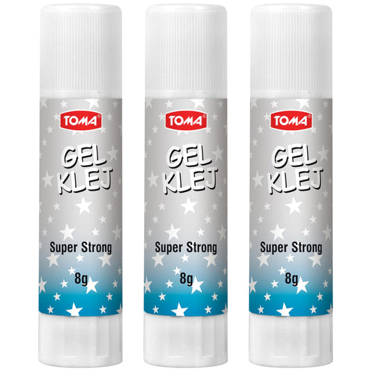 8 g Glue Sticks, Gel Glue Sticks, Clear, Washable, Non-toxic, Odourless, Ideal for School, Office, Everyday Use (Pack of 3)