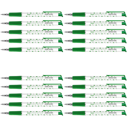 Ballpoint Pens, Retractable Smudge Free Pens, Extra Fine Point 0.5 mm, Ideal for School, Office, Everyday Use (Green, 20 Pens)