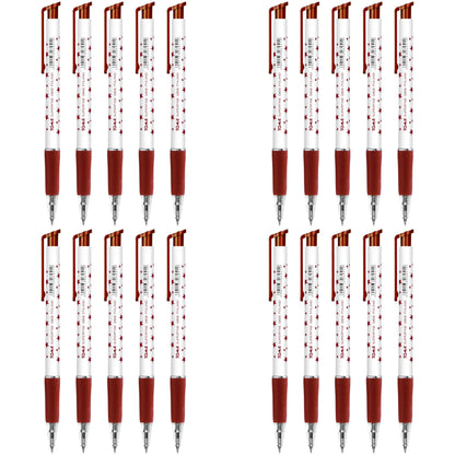 Ballpoint Pens, Retractable Smudge Free Pens, Extra Fine Point 0.5 mm, Ideal for School, Office, Everyday Use (Red, 20 Pens)