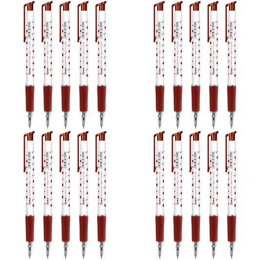 Ballpoint Pens, Retractable Smudge Free Pens, Extra Fine Point 0.5 mm, Ideal for School, Office, Everyday Use (Red, 20 Pens)