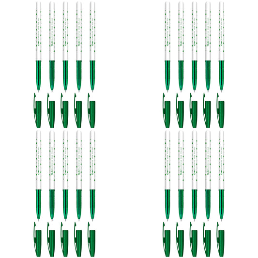 Ballpoint Pens, Smudge Free Ballpoint Pens, Extra Fine Point 0.5 mm, Ideal for School, Office, Everyday Use (Green, 20 Pens)