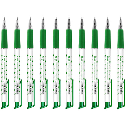 Ballpoint Pens, Retractable Smudge Free Pens, Extra Fine Point 0.5 mm, Ideal for School, Office, Everyday Use (Green, 10 Pens)