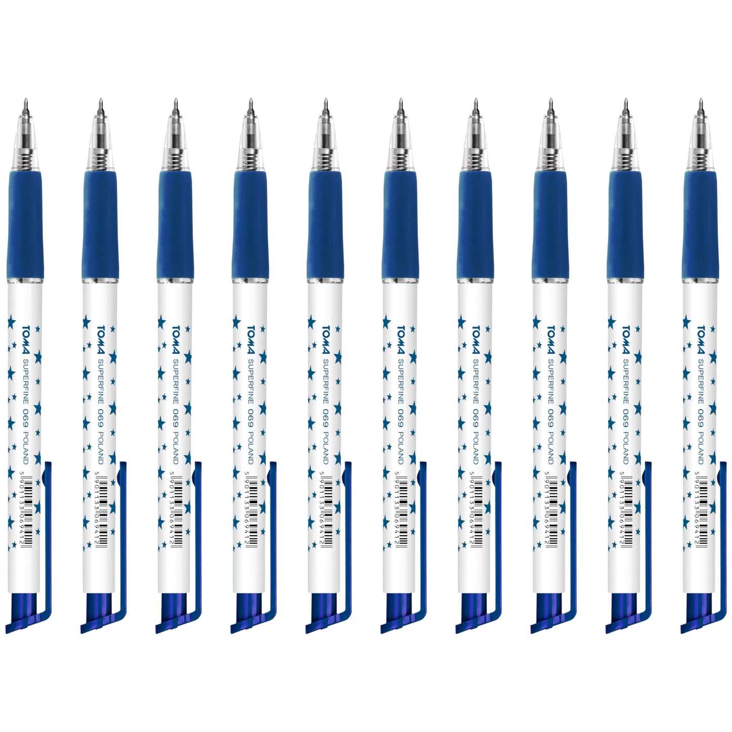 Ballpoint Pens, Retractable Smudge Free Pens, Extra Fine Point 0.5 mm, Ideal for School, Office, Everyday Use (Blue, 10 Pens)