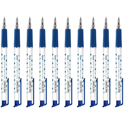 Ballpoint Pens, Retractable Smudge Free Pens, Extra Fine Point 0.5 mm, Ideal for School, Office, Everyday Use (Blue, 10 Pens)